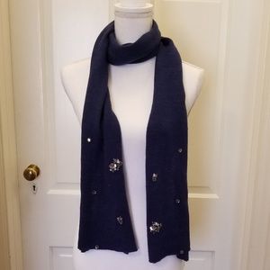 Charming Charlie Rhinestone Encrusted Navy Scarf